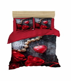 L'essentiel linge de maison Juego de funda de edredón individual Rojo y Negro con impresión 3D